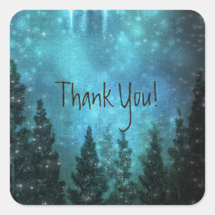 Adesivo Quadrado Starry Luzes Rustic Pine Trees Casamento