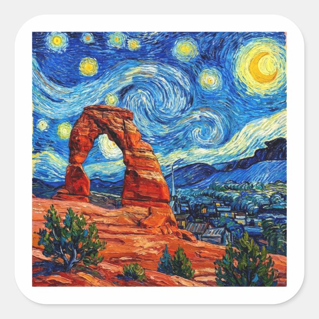 Adesivo Quadrado Starry Night Arches National Park (Frente)