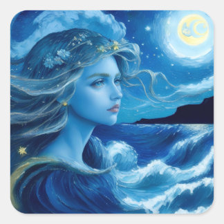 Adesivo Quadrado Starry Night 🌌 - Deusa Grega Fantasy Sticker #8