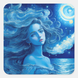Adesivo Quadrado Starry Night 🌌 - Deusa Grega Fantasy Sticker #9