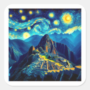 Adesivo Quadrado Starry Night Machu Picchu Peru