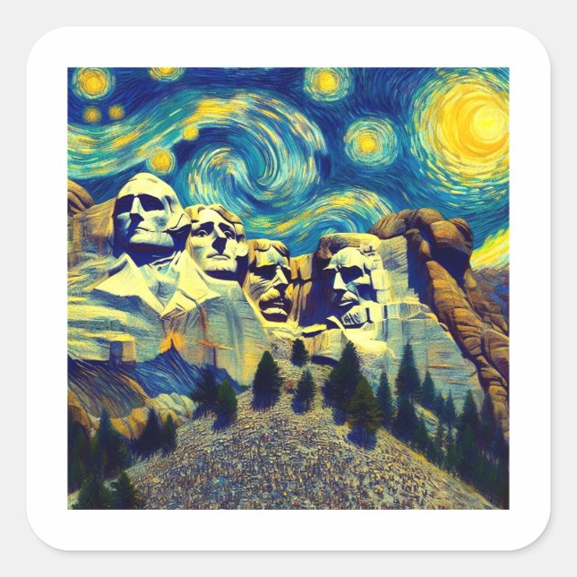 Adesivo Quadrado Starry Night Mt. Rushmore South Dakota (Frente)