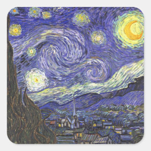 Adesivo Quadrado Starry Night por Vincent van Gogh