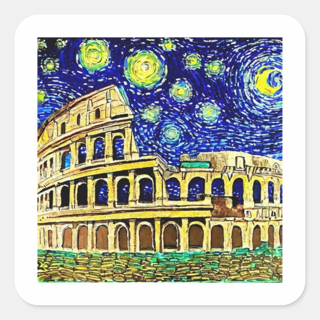 Adesivo Quadrado Starry Night Roma Itália (Frente)