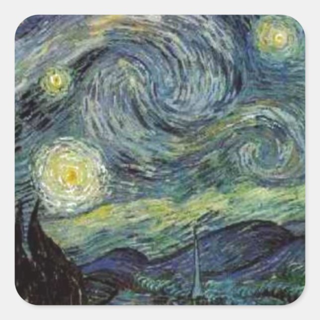 Adesivo Quadrado Starry Night - van Gogh (Frente)