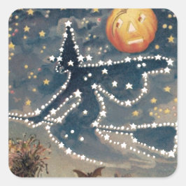 Adesivo Quadrado Starry Night Witch Halloween