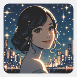 Adesivo Quadrado Starry Serenity Smile