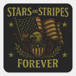 Adesivo Quadrado Stars and Stripes Forever - American Flag Pride