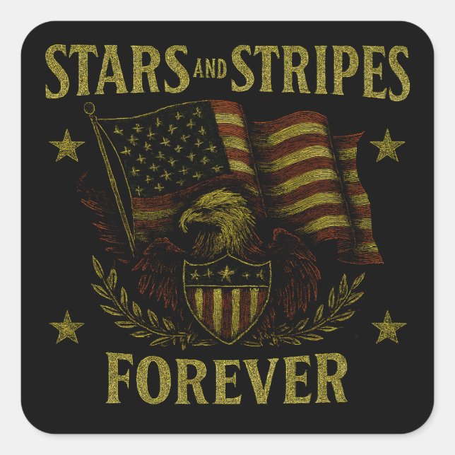 Adesivo Quadrado Stars and Stripes Forever - American Flag Pride (Frente)