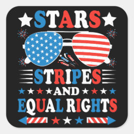 Adesivo Quadrado Stars Stripes and Equal Rights Shirt
