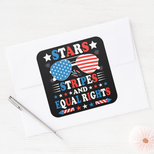 Adesivo Quadrado Stars Stripes and Equal Rights Shirt (Envelope)
