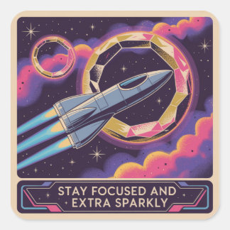 Adesivo Quadrado Stay Focused And Extra Sparkly