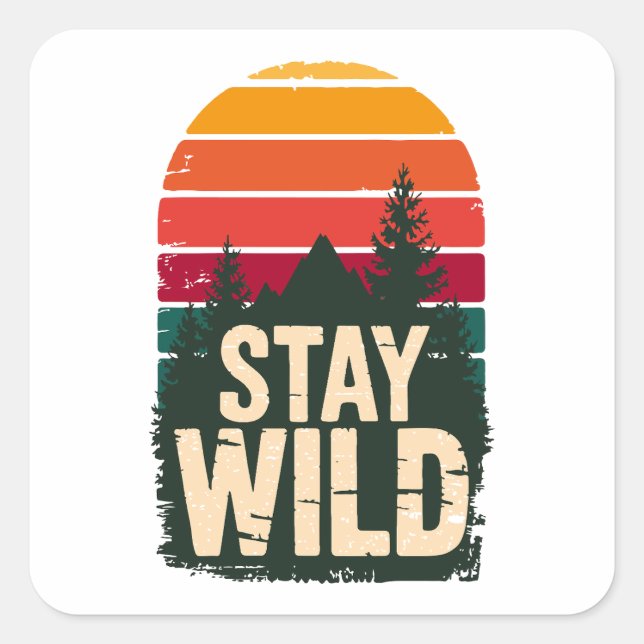 Adesivo Quadrado Stay Wild Vintage Sunset Square Sticker  (Frente)
