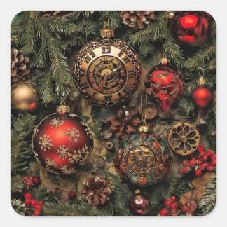 Adesivo Quadrado Steampunk Christmas Stickers