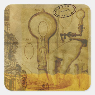 Adesivo Quadrado Steampunk Edison Light Bulb Patkers