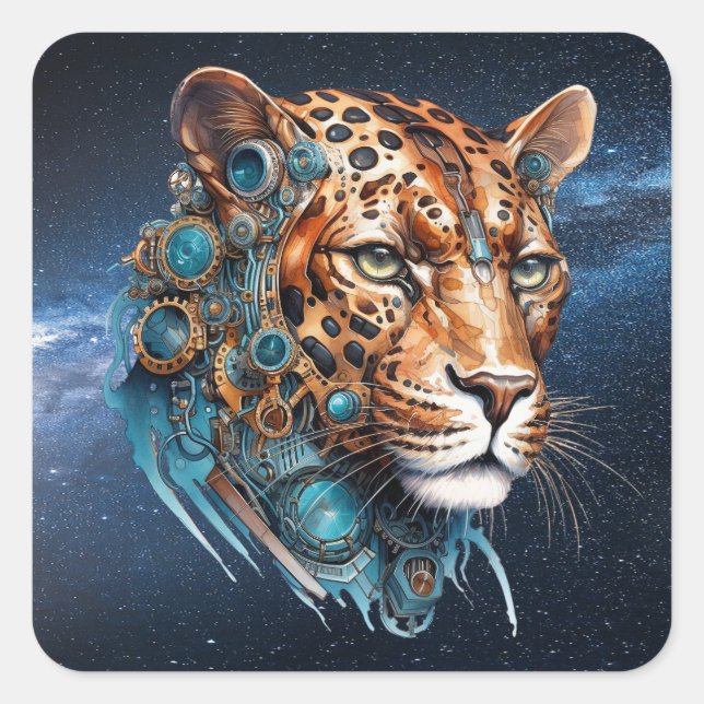 Adesivo Quadrado Steampunk Jaguar (Frente)