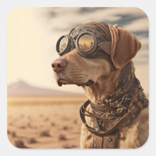Adesivo Quadrado Steampunk Labrador Retriever Dog