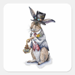 Adesivo Quadrado Steampunk March Hare