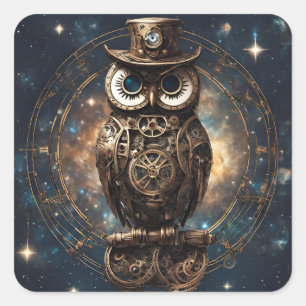 Adesivo Quadrado Steampunk Owl