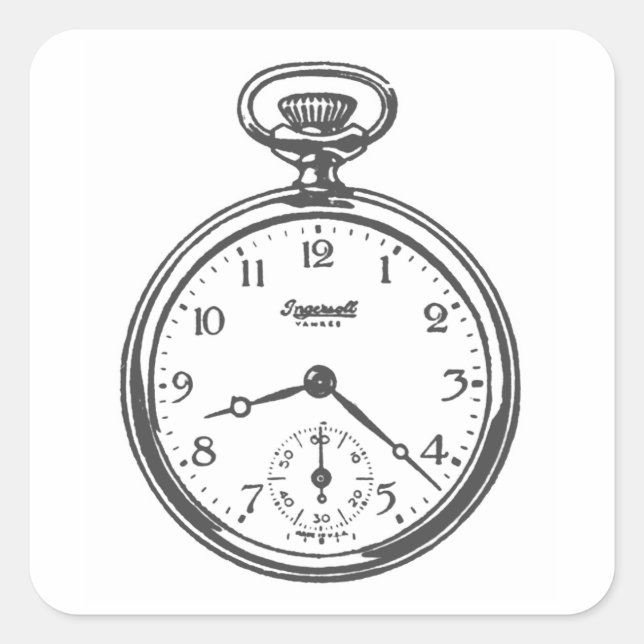 Adesivo Quadrado Steampunk Pocket Watch (Frente)