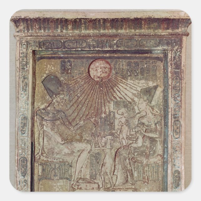 Adesivo Quadrado Stela representando Aten dando vida e (Frente)