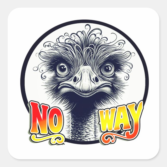 Adesivo Quadrado "Stern Emu" No Way Sticker Sheet (Frente)