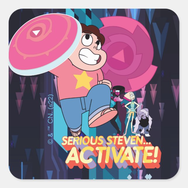 Adesivo Quadrado Steven Universe | Steven sério.. Ativar! (Frente)