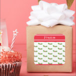 Adesivo Quadrado Stic da Praça de Natal Personalizada Holly & Berri<br><div class="desc">Estes doces sagrados e bagas são impressos de uma colagem projetada por Helen McCartney Designs.</div>