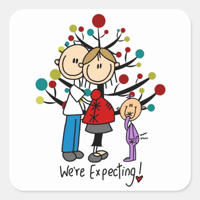 Adesivo Quadrado Stick Figures Expectativa Parente Girl (Frente)
