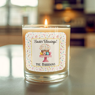 Adesivo Quadrado Sticker 3-in, Nome   Felz pascoa de Bênçãos de pás