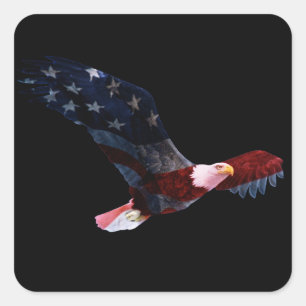 Adesivo Quadrado Sticker Bald Eagle American Flag