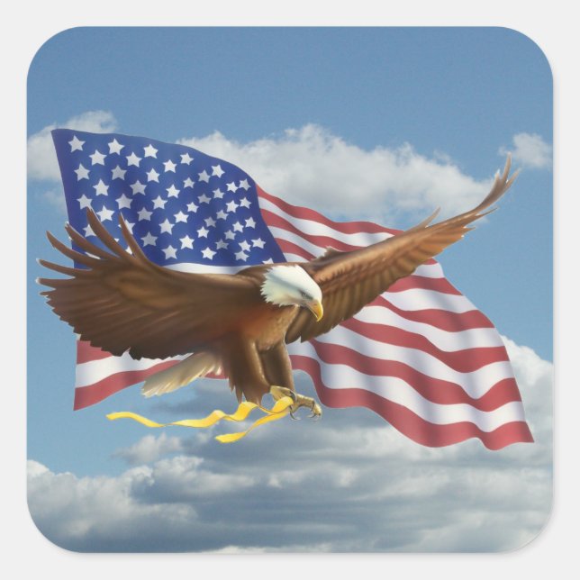Adesivo Quadrado Sticker Bald Eagle Americano (Frente)