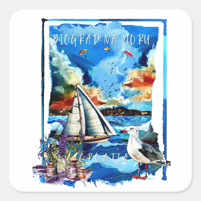 Adesivo Quadrado Sticker - Biograd na Moru (Frente)