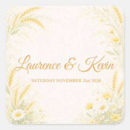 Adesivo Quadrado Sticker carré Elegant Botanical Wedding