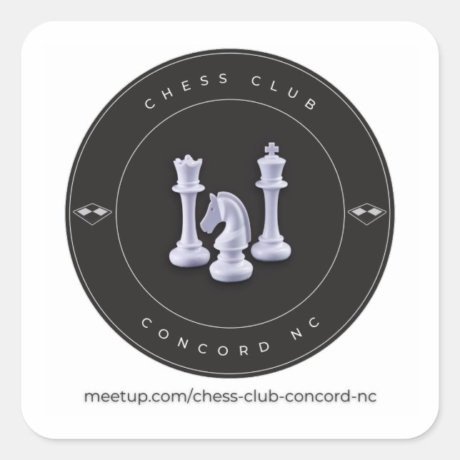 Adesivo Quadrado Sticker - Chess Club Concord NC (Frente)