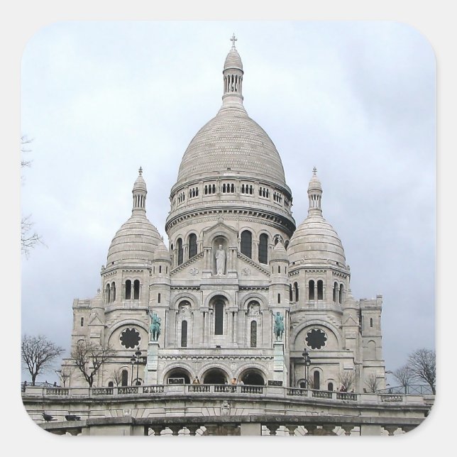 Adesivo Quadrado Sticker com vista à Sacre Coeur de Paris (Frente)