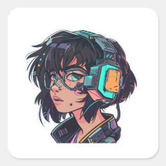 Adesivo Quadrado Sticker Cyberpunk Human