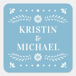 Adesivo Quadrado Sticker de Casamento do Estilo Papel Picado