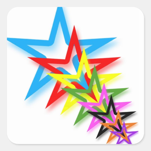 Adesivo Quadrado Sticker de Estrelas do Arco-Íris (Frente)