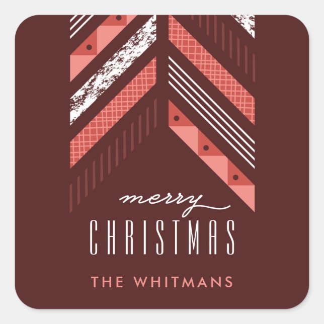 Adesivo Quadrado Sticker de Feriado de Banda de Herringbone - Maras (Frente)