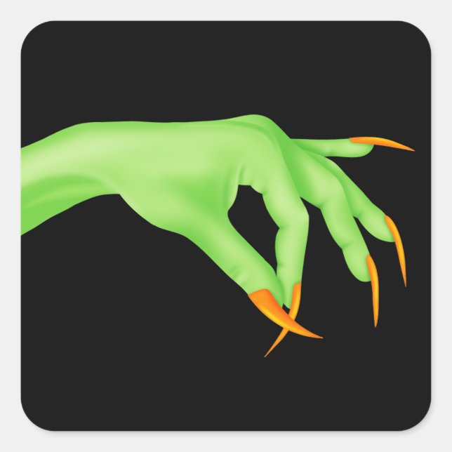 Adesivo Quadrado Sticker de Mão da Bruxa (Frente)