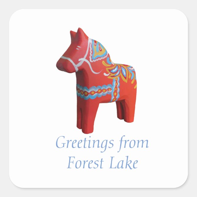Adesivo Quadrado Sticker do Lago Dala Horse (Frente)