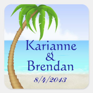 Adesivo Quadrado Sticker do Monograma de Praia - SRF