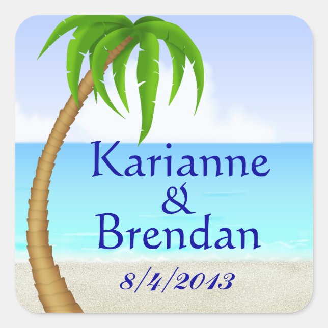 Adesivo Quadrado Sticker do Monograma de Praia - SRF (Frente)