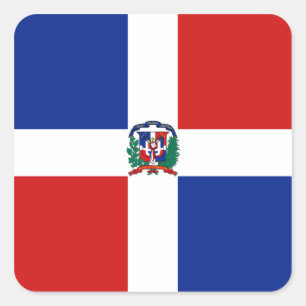 Adesivo Quadrado Sticker Dominicano Rep Flag