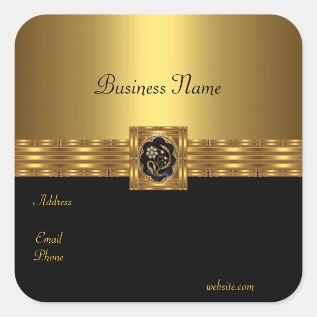 Adesivo Quadrado Sticker Dourado na Dourada praça preta (Frente)