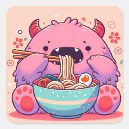 Adesivo Quadrado Sticker “Le p’tit monstre mangeur de nouilles“