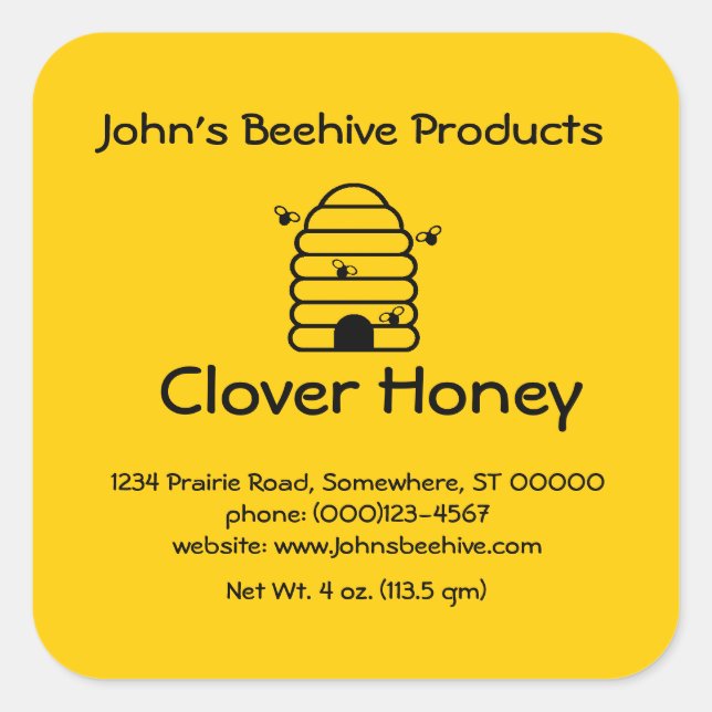 Adesivo Quadrado Sticker (lg sq) - Empresa de mel (Frente)