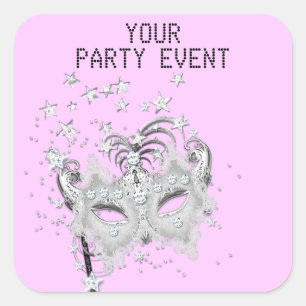 Adesivo Quadrado Sticker MASK Silver Party Escolher Fundo