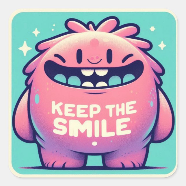 Adesivo Quadrado Sticker monstre “Keep the smile“ (Frente)